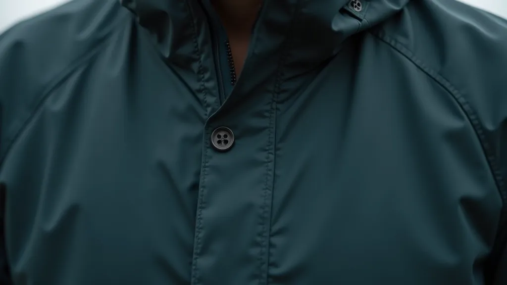 Close-up detail of waterproof seams and stitching on outdoor jacket