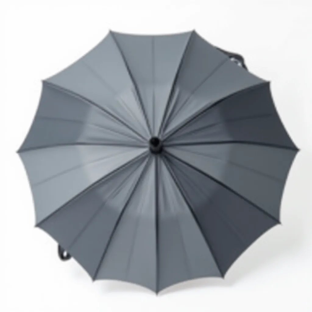 Slate gray compact umbrella designed to withstand Dutch wind without inverting, shown open and compact